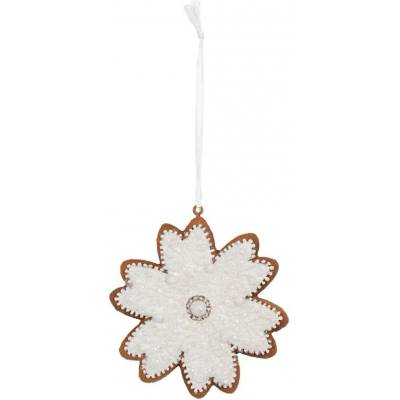 Clayre & Eef Závěsná dekorace perníková vločka Frosted Ginger - 9*1*10 cm
