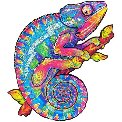 Unidragon Dřevěné Duhový Chameleo vel. dílků 31×41cm