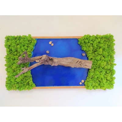 Machový obraz v kombinácii s epoxidovou živicou 50cm x 100cm