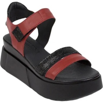 Image 1 of Български обувки Дамски сандали на платформа в черно и червено 21368