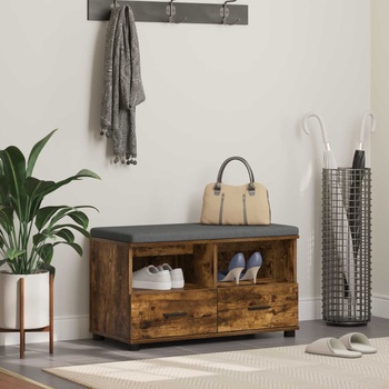 Image 1 of vidaXL Пейка за коридор с възглавница Пушена Дъб 80 x 38 x 46 см (891460)