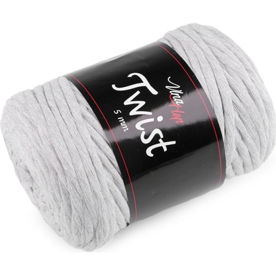 Bavlněná pletací příze Twist macrame 500 g rozčesávací šedá světlá 1 ks