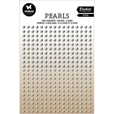 Sada perliček 336ks, 2 velikosti, Silver pearls Essentials nr.28 (SL) Studio Light SCRSL-ES-PEARL28