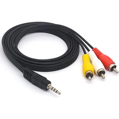 Аудио видео кабел Stereo Jack 3.5mm видео букса - 3RCA чинчове - 1, 5 m