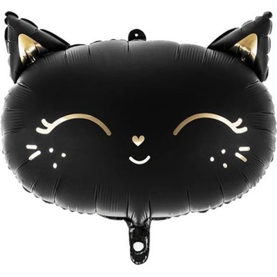 PartyDeco Balón foliový kočka 48 x 36 cm černá