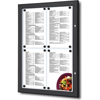Jansen Display s.r.o. Vonkajšia MENU vitrína 4 x A4, čierna