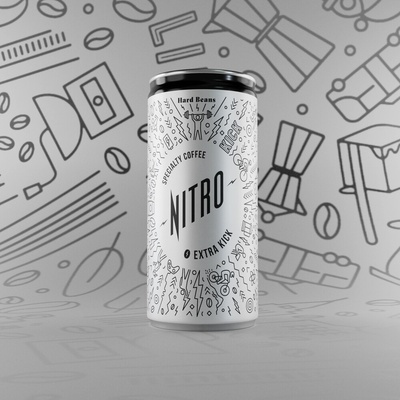 Hard Beans Nitro Cold Brew Extra Kick Maximální dávka energie 200 ml