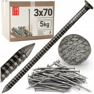 Hřebíky prstencové 70mm 3x70 2,5 palce vroubkované černé paletové 5 kg