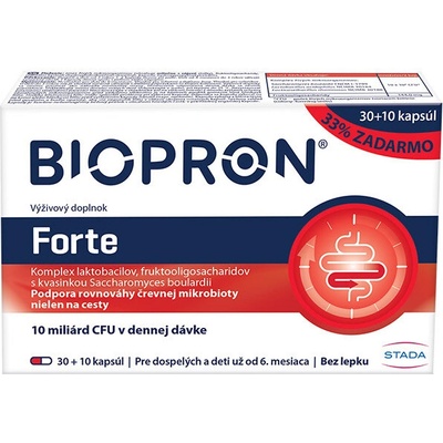 Biopron Forte probiotiká + prebiotiká na cesty alebo pri hnačke 30+10 toboliek
