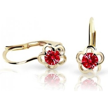 Cutie Jewellery detské naušnice zlaté kvetinky C1945Z-KL Ruby Dark