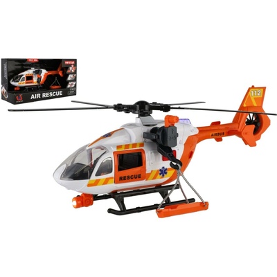 Teddies Vrtulník/Helikoptéra záchranářská plast 32cm na baterie se světlem se zvukem v krabici 34,5x19x12cm