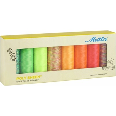 Sada vyšívacích nití POLY SHEEN 40 METTLER (8x200m) MULTI neon