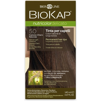Biokap Nutricolor Delicato farba na vlasy 5.0 gaštanová prírodná svetlá 140 ml