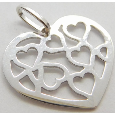 Klenoty Budín Zlaté srdíčko z bílého zlata přívěsek SRDCE HK3098