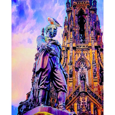 Figured ART Diamantové malování SOCHA A KATEDRÁLA V EDINBURGHU 40 x 50 cm bez rámu