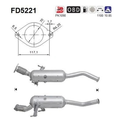 Filtr sazových částic, výfukový systém AS FD5221