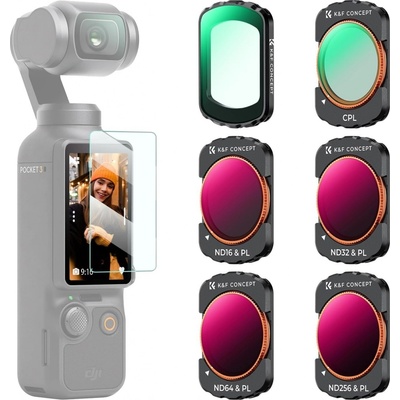 K&F Concept DJI Osmo Pocket 3 6pcs Filter Kit UV+CPL+ND16/PL+ND32/PL+ND64/PL+ND256/PL