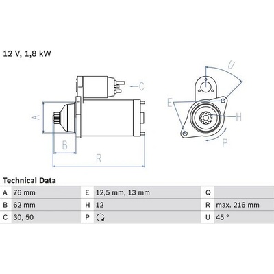 BOSCH STARTER 0 986 028 050