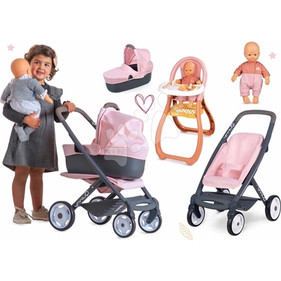 Smoby Set trojkombinace Powder Pink 3in1 Maxi Cosi & Quinny s jídelní židlí a panenkou – Hledejceny.cz