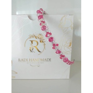 Radi handmade Луксозна диадема с прозрачни и цикламени кристали (431)