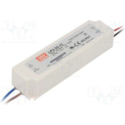 MEAN WELL LPV-35-12 Napájecí zdroj: spínaný; LED; 36W; 12VDC; 3A; 90÷264VAC; 127÷370VDC