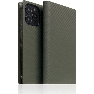SLG Design D+ Italian Carbon Leather Diary iPhone 14 Pro - Khaki