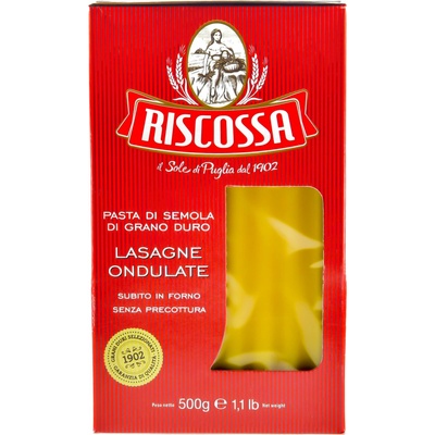 Lasagne ondulate precotte - vlnkované lasaně předvařené RISCOSSA 0,5 kg