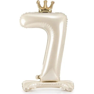 PartyDeco Samostojící fóliový balón 7 Satin cream 84 cm