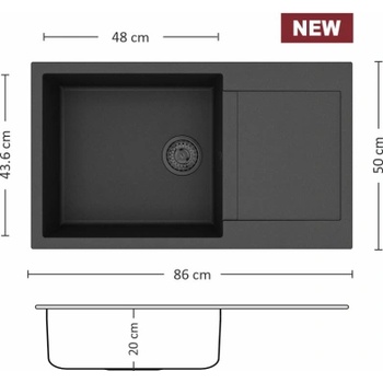 Image 1 of Eurolux FERETA BB 86.1 SI Композитна мивка за вграждане (FERETABB86.1S)