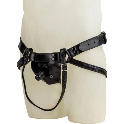 Mr. S Leather Vac-U-Lock Dildo Harness S/M, čierny kožený strap-on postroj s Vac-U-Lock