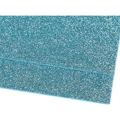 Pěnová guma Moosgummi 20x30cm, 750861 jednobarevná 9 modrá ledová, tloušťka 1,9mm, s glitry