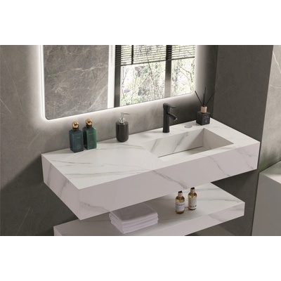 Inter Ceramic Умивалник за баня pietra 12049/120w без отвор (12049/120w БЕЗ ОТВОР)