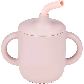 Nattou Силиконова чаша Nattou - С дръжки и сламка, Pink (875318)