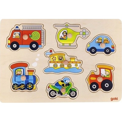Goki puzzle s úchytkami Dopravní prostředky 7 dílků