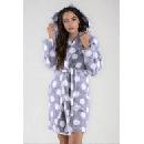 Dámsky župan Ruby šedý s bielymi bodkami