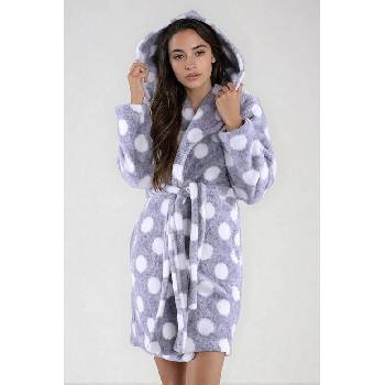 Dámsky župan Ruby šedý s bielymi bodkami