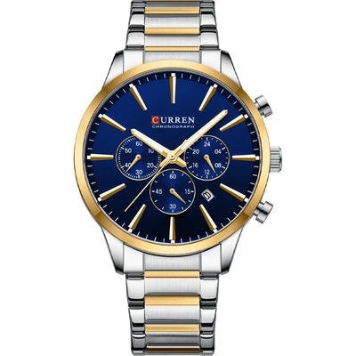 Curren Мъжки часовник Curren Fain, Неръждаема стомана, Хронограф, Сребрист / Син (CURREN-8435-SILVER-BLUE)