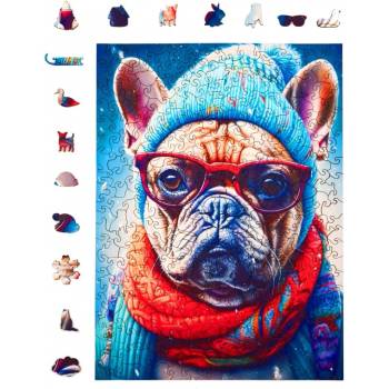 Milliwood Дървен пъзел Milliwood, Cold is cool, 316 части - Булдогът Густав (L-GustavGrumpyBulldog-5017)