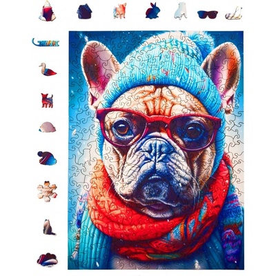 Milliwood Дървен пъзел Milliwood, Cold is cool, 316 части - Булдогът Густав (L-GustavGrumpyBulldog-5017)