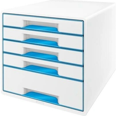 Zásuvkový box Leitz WOW CUBE, 5 zásuvek, bílá/světle modrá
