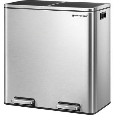 Vasagle Kôš na separovanie odpadu SORT, 2 x 30 l, strieborná/čierna LTB60NL