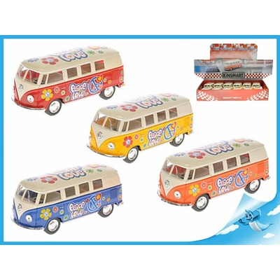 Kinsmart Autobus VW Peace and love na zpětné natažení Žlutá