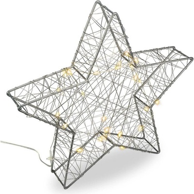 Nexos 67073 Vánoční kovová hvězda s 3D efektem stříbrná 25 LED diod