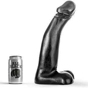  Реалистично дилдо, извито и гладко, 29см. - All Black Dildo (D-199141)