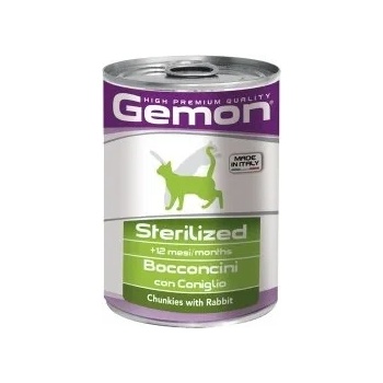 Gemon Rabbit Sterilized - Консерва със заешко месо , за кастрирани котки - 5 броя х 415 гр
