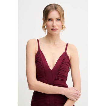 Herve Leger Рокля Herve Leger Andrea в бордо къса с кройка по тялото RME8499595 (RME8499595)