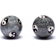 Authentic Čínske meditačné guličky (Baoding balls) Yin Yang Tai Chi šedé 4cm