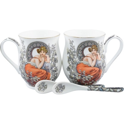 Home Elements Hrnčeky s lyžičkami klenuté Mucha svetlý 280 ml