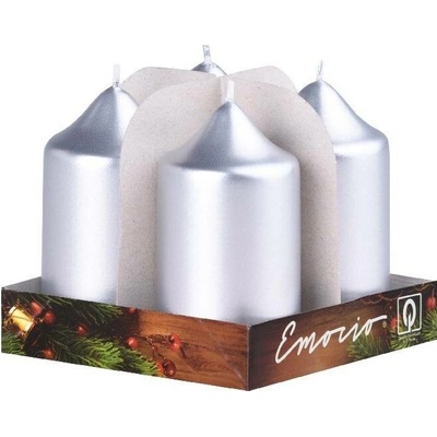 Emocio adventní válec 4ks 4 x 75 mm Metal stříbrné