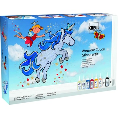 KREUL Sada Barva na sklo Window Color třpytivá fantazie Glitter Fantasy Hobby Line 95371 – Zboží Dáma